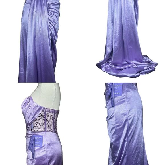 NWT Ladivine By Cinderella Divine Lavender Prom Long Gown Size 4 Satin Beaded - Picture 10 of 14